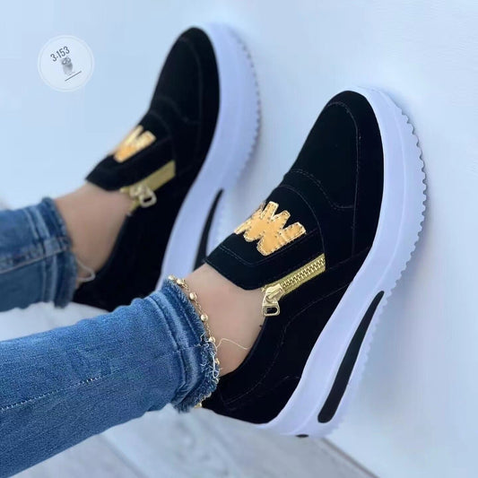 Stijlvolle Dames Sneakers met Suède Details en Dikke Rubberzool | Casual Schoenen voor Dagelijks Gebruik-1