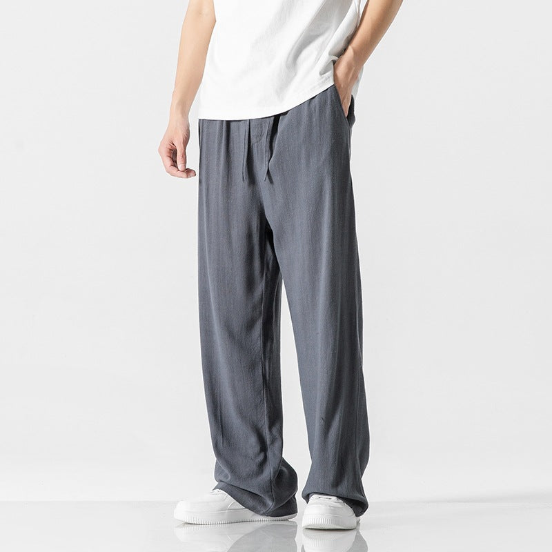 Variant image for Linnen Blend Casual Broek voor Mannen | Losse Pasvorm met Trekkoord Taille – Volledige Lengte, Ademend en Comfortabel-4