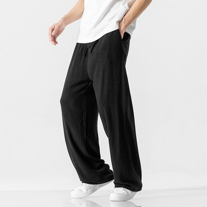 Linnen Blend Casual Broek voor Mannen | Losse Pasvorm met Trekkoord Taille – Volledige Lengte, Ademend en Comfortabel-5