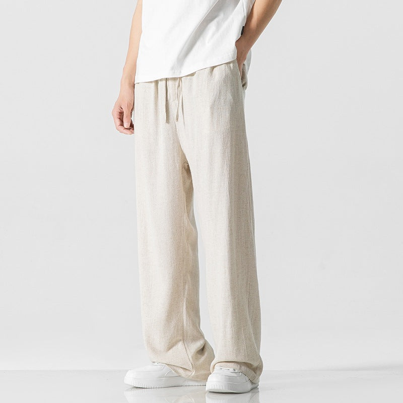 Variant image for Linnen Blend Casual Broek voor Mannen | Losse Pasvorm met Trekkoord Taille – Volledige Lengte, Ademend en Comfortabel-10