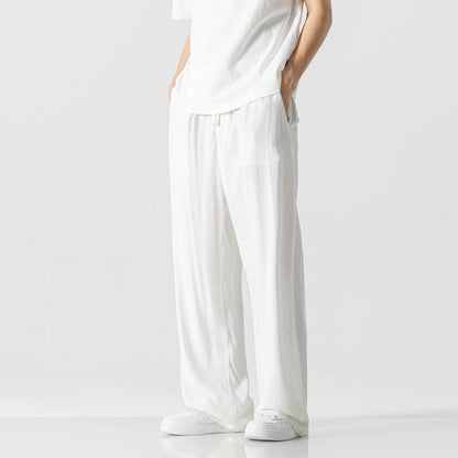 Variant image for Linnen Blend Casual Broek voor Mannen | Losse Pasvorm met Trekkoord Taille – Volledige Lengte, Ademend en Comfortabel-1