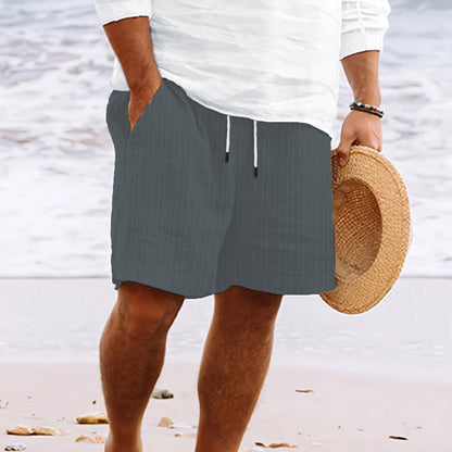 Variant image for Casual Heren Korte Broek van Katoen-Linnenmix met Trekkoord | Comfortabele Zomer Shorts voor Mannen-26