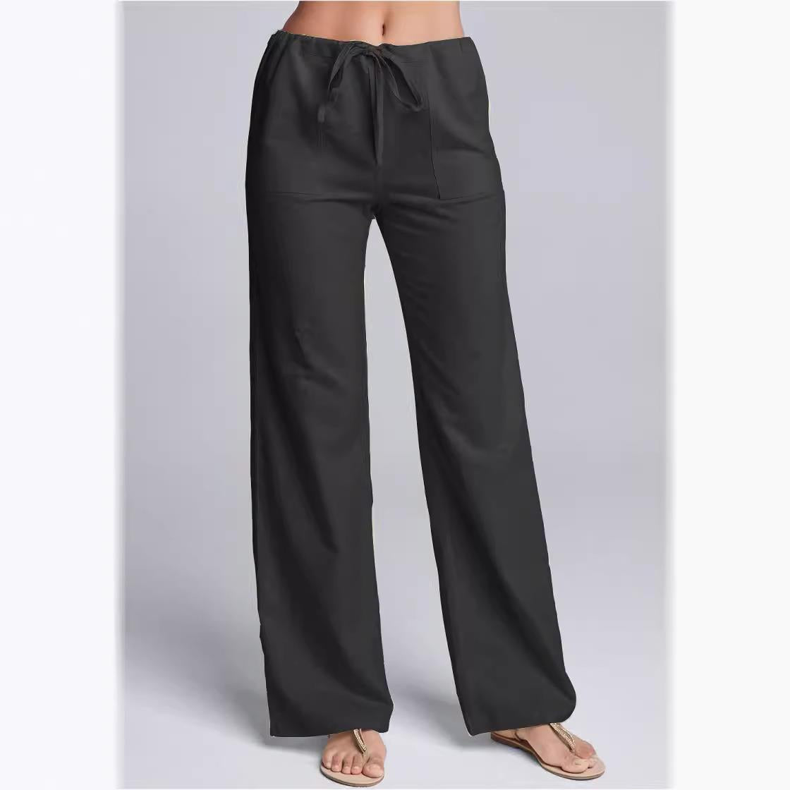 Variant image for Luchtige Vrouwenbroek van Katoen-Linnenmix met Verstelbare Taille | Casual Volledige Lengte voor Comfort en Stijl-9