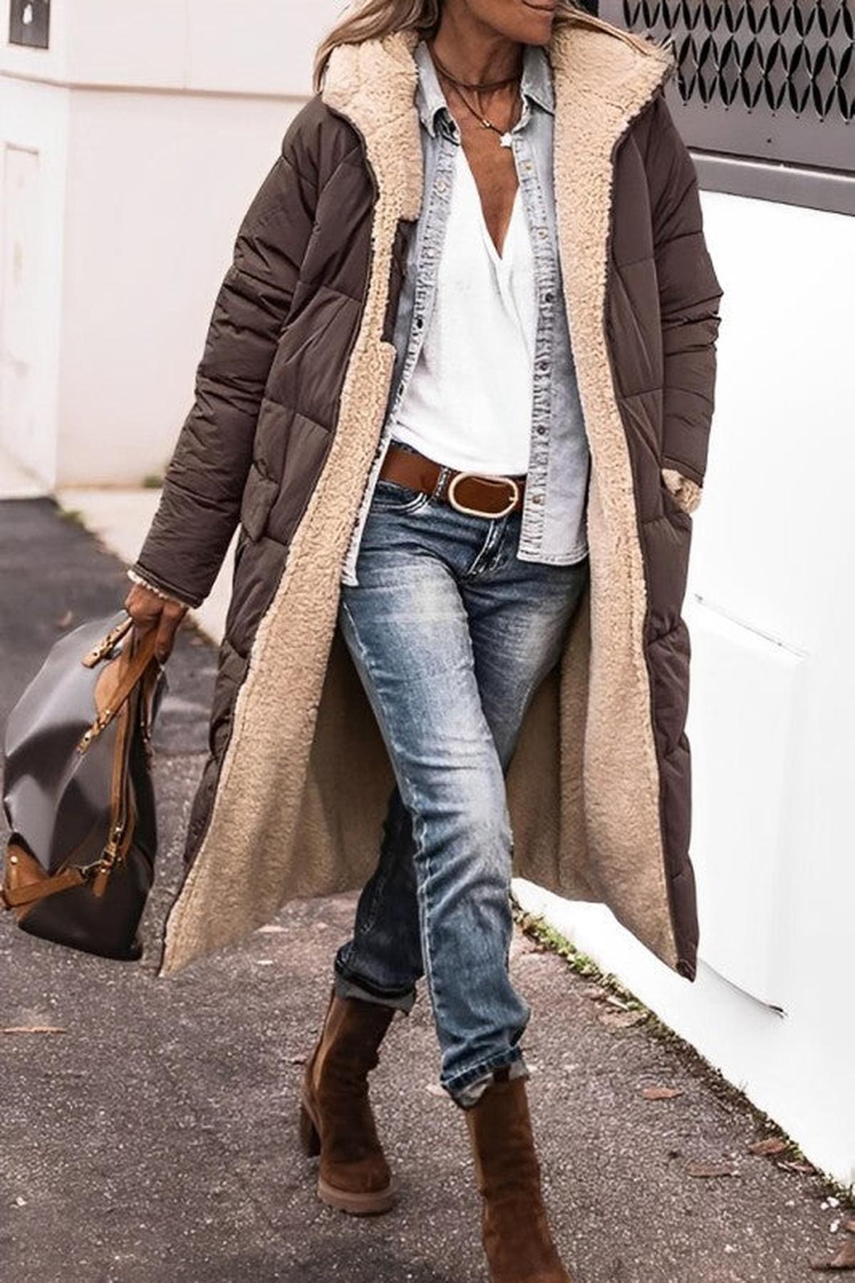 Omkeerbare Lange Dames Jas Winter | Teddy Voering 1