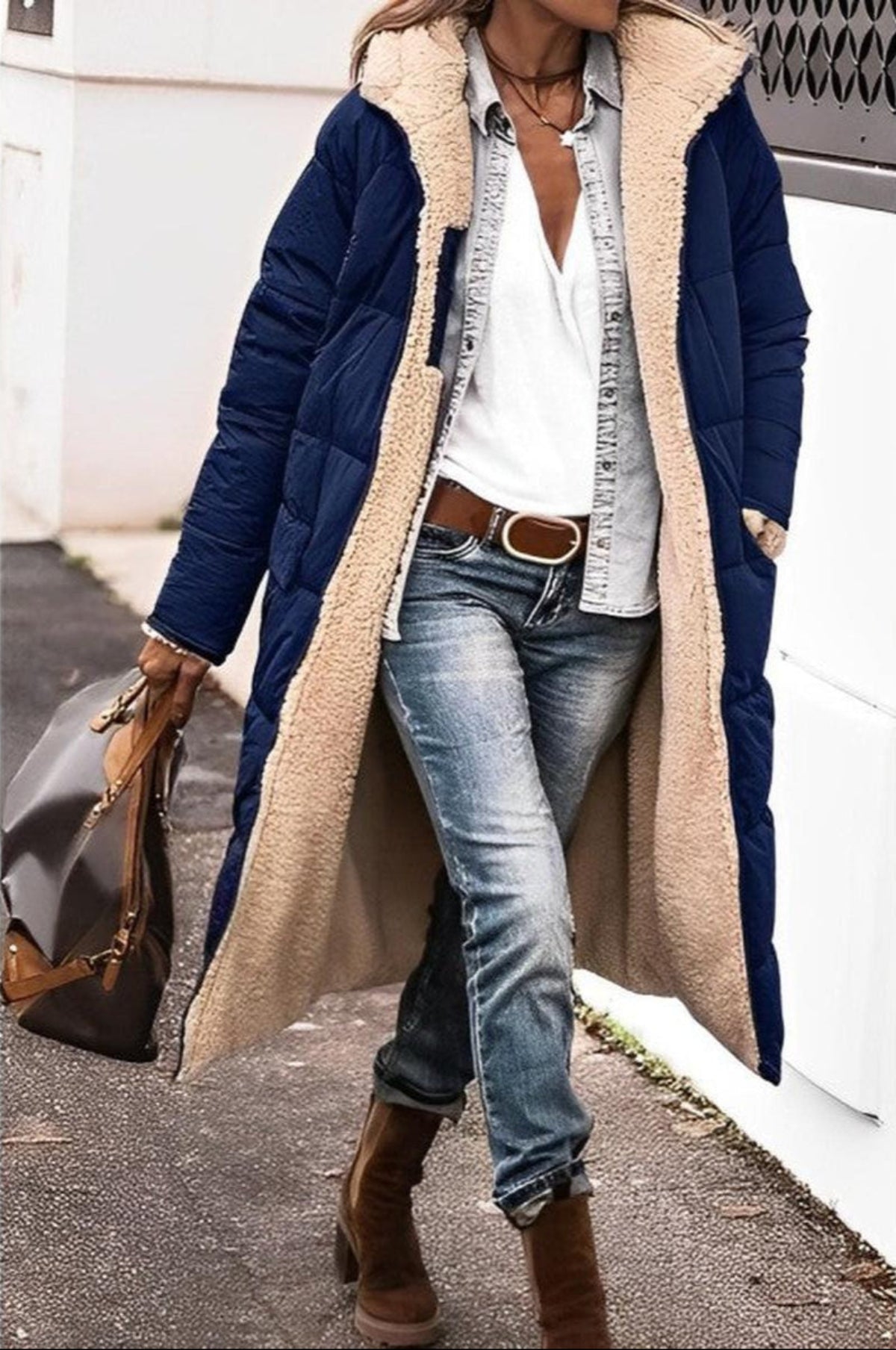 Omkeerbare Lange Dames Jas Winter | Teddy Voering 2