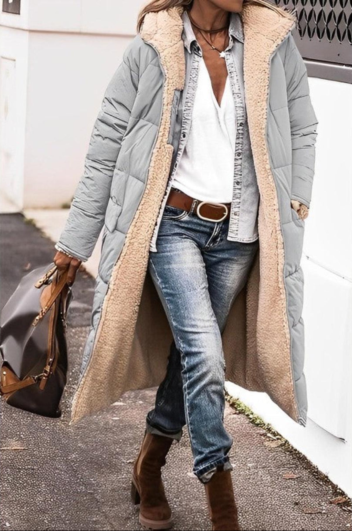 Omkeerbare Lange Dames Jas Winter | Teddy Voering 3
