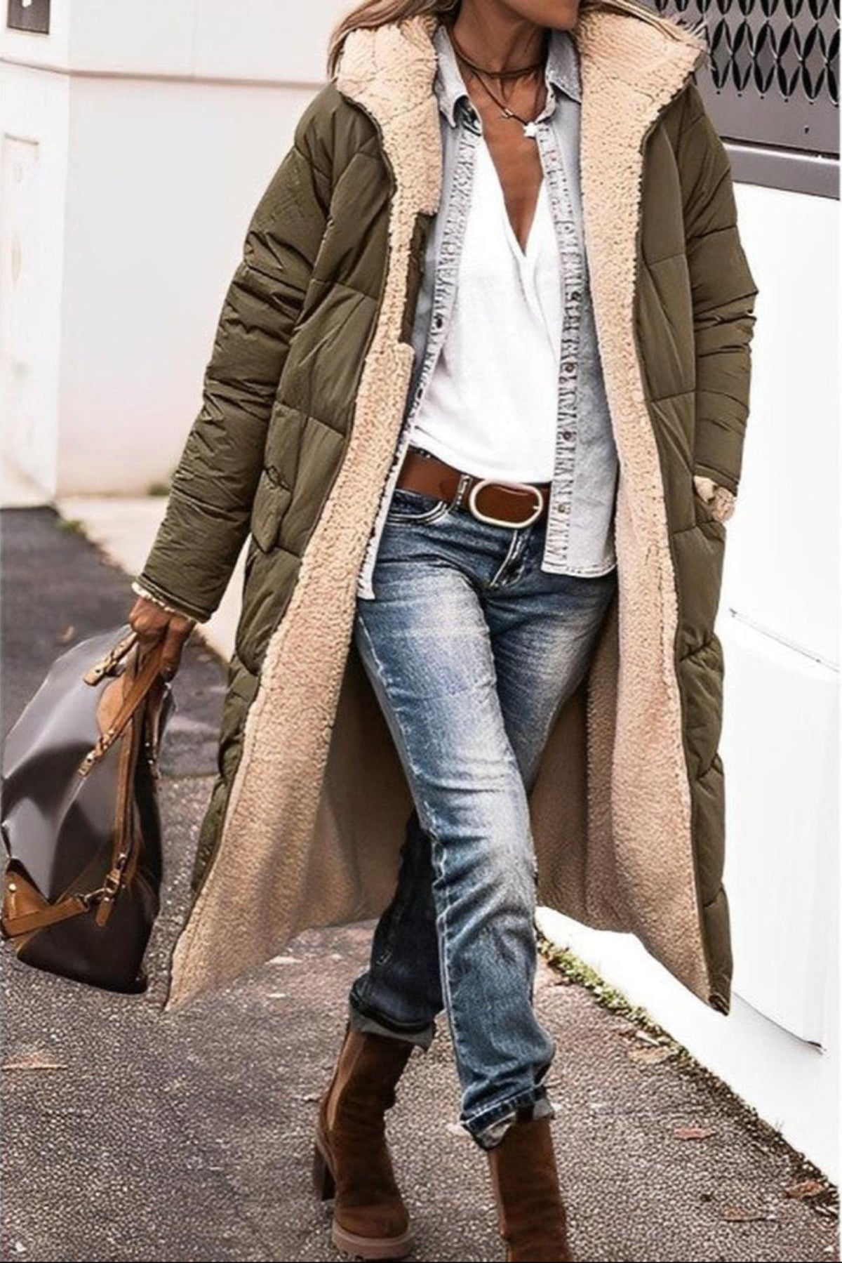 Omkeerbare Lange Dames Jas Winter | Teddy Voering 4