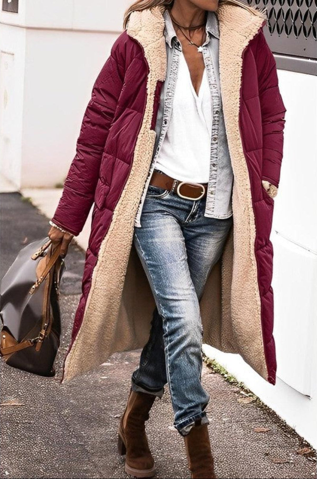Omkeerbare Lange Dames Jas Winter | Teddy Voering 5
