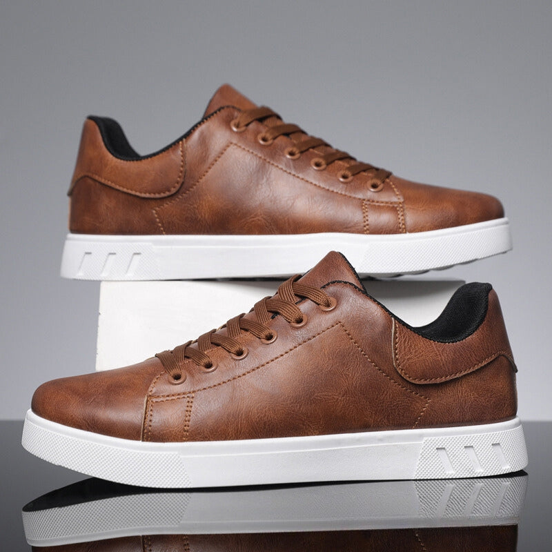 Stijlvolle Lederen Sneakers Heren | Ondersteunende Pasvorm, Casual Low-Top, Witte Sneakers-3