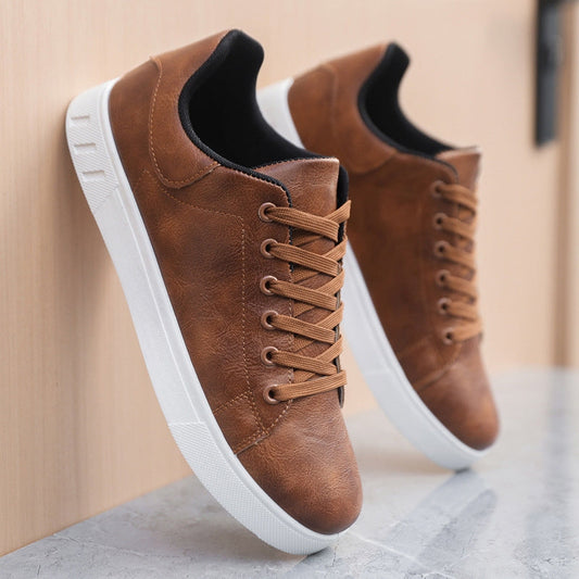 Stijlvolle Lederen Sneakers Heren | Ondersteunende Pasvorm, Casual Low-Top, Witte Sneakers-1