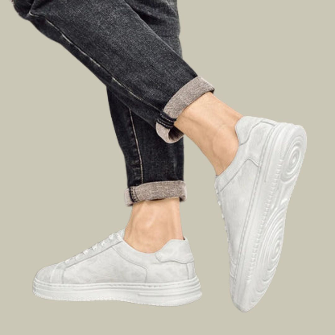 Stijlvolle Lederen Herensneakers | Casual Low Top, Ondersteunend Ontwerp in Wit en Zwart-2