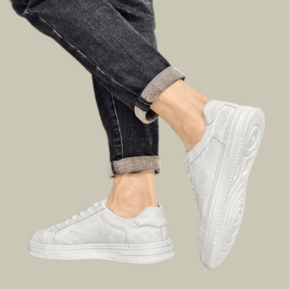 Stijlvolle Lederen Herensneakers | Casual Low Top, Ondersteunend Ontwerp in Wit en Zwart-2