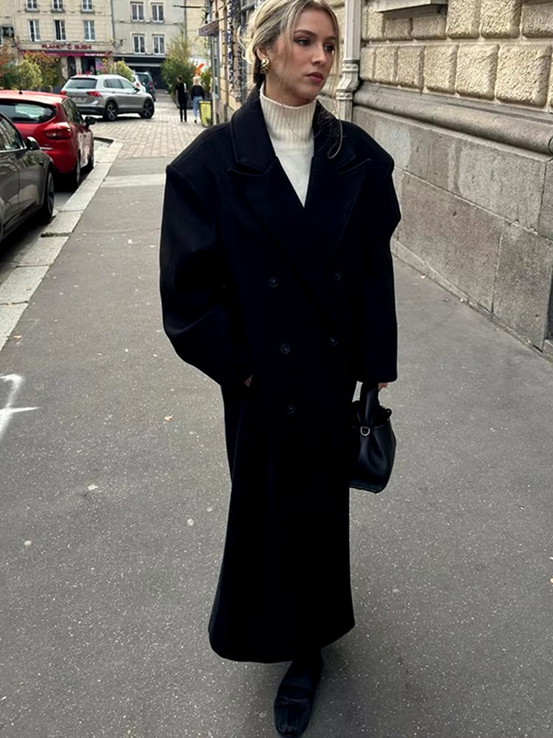 Oversized Damesjas | Lange Trenchcoat met Reverskraag 2