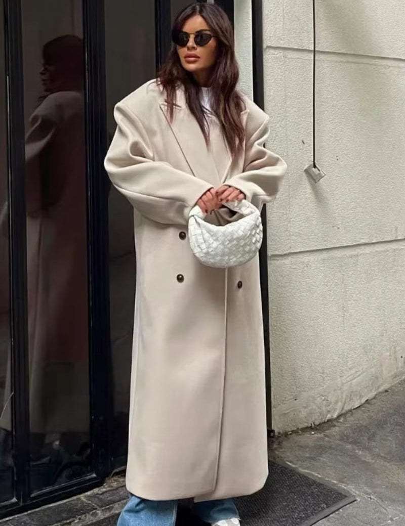 Oversized Damesjas | Lange Trenchcoat met Reverskraag 3