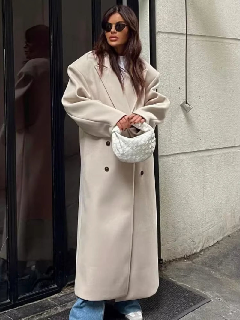 Oversized Damesjas | Lange Trenchcoat met Reverskraag 3