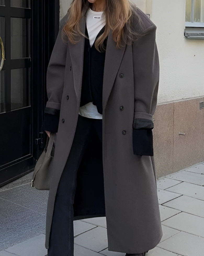 Oversized Damesjas | Lange Trenchcoat met Reverskraag 4