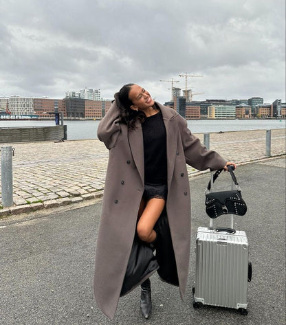 Oversized Damesjas | Lange Trenchcoat met Reverskraag 5