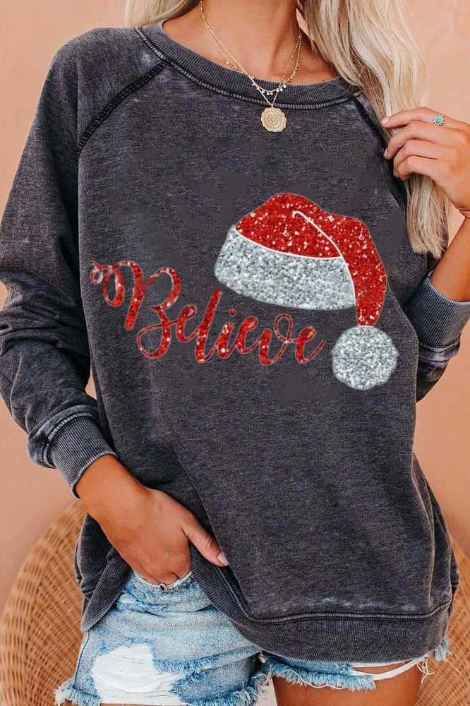 Oversized Grijs Sweatshirt Dames | Feestelijke Kerstprint 0