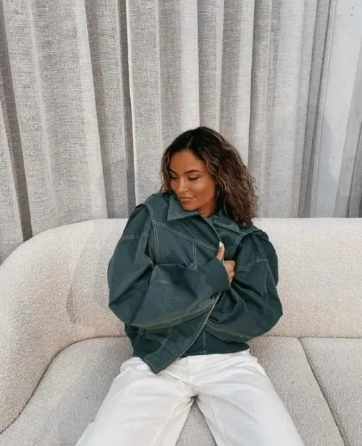 Oversized Leren Jas | Dames Casual Jas Zwart 1