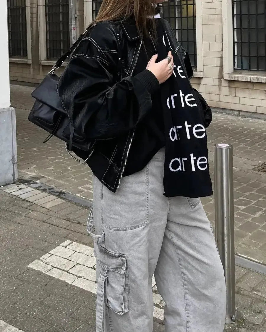 Oversized Leren Jas | Dames Casual Jas Zwart 4
