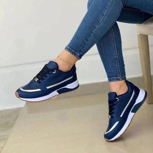 Moderne Witte Sneakers Dames met Ondersteunende Pasvorm van Faux Leer | Casual Schoenen voor Dagelijks Gebruik-1
