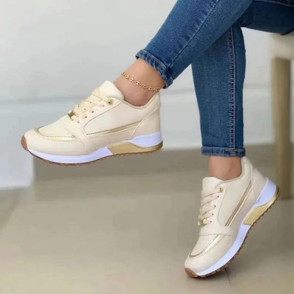 Moderne Witte Sneakers Dames met Ondersteunende Pasvorm van Faux Leer | Casual Schoenen voor Dagelijks Gebruik-3