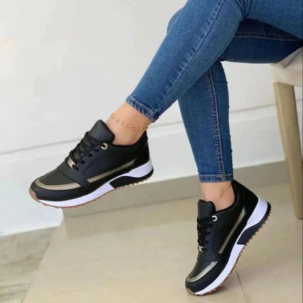 Moderne Witte Sneakers Dames met Ondersteunende Pasvorm van Faux Leer | Casual Schoenen voor Dagelijks Gebruik-4
