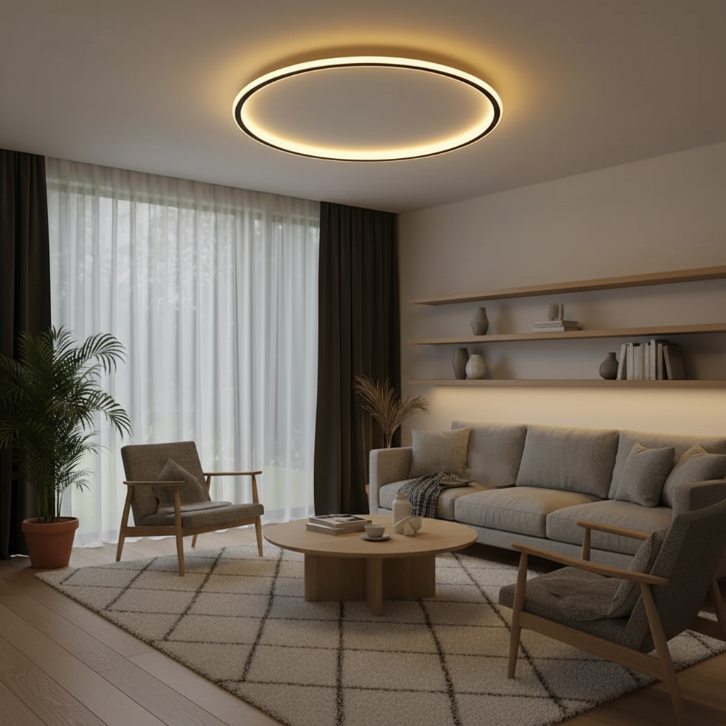 Ronde Zwarte LED Plafondlamp | Scandinavisch Design 4