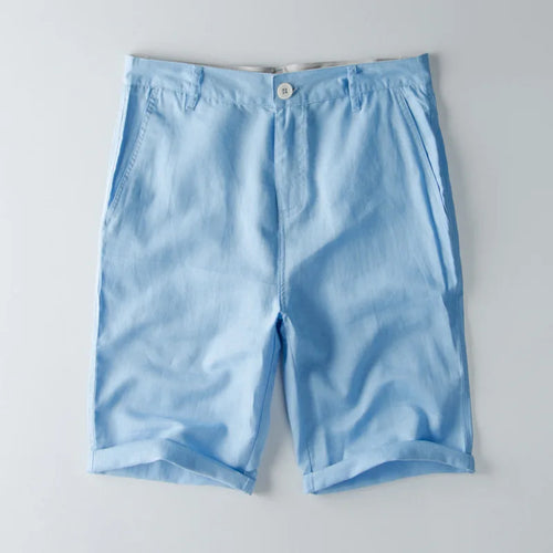Stijlvolle Katoen-Linnen Korte Broek Heren met Zijzakken | Ontspannen Pasvorm en Knielengte Shorts Heren-1
