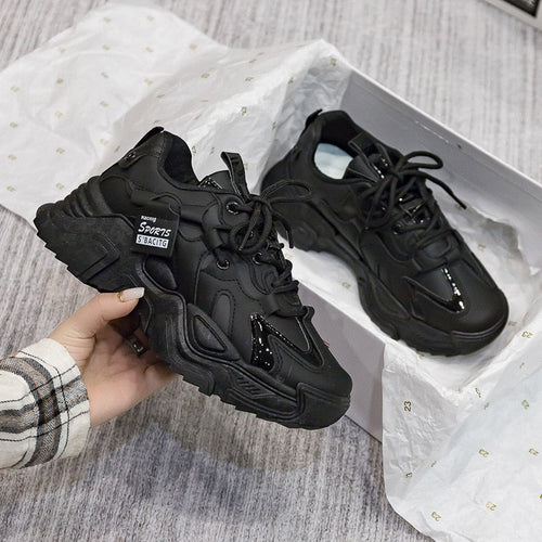 Trendy Dames Sneakers met Dikke Zool en Veterontwerp | Lichtgewicht Casual Schoenen voor Every Day Style-1