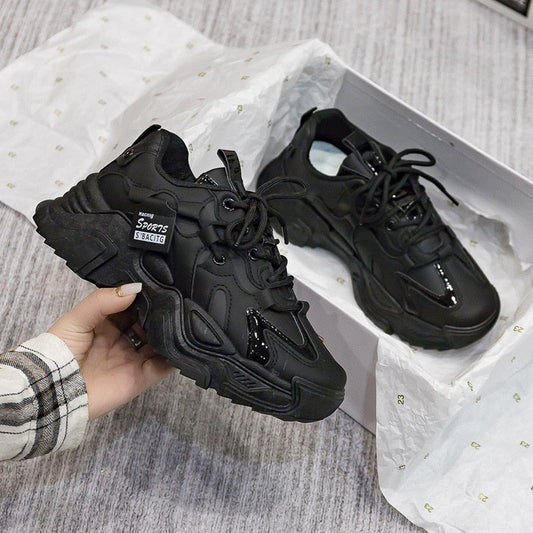 Trendy Dames Sneakers met Dikke Zool en Veterontwerp | Lichtgewicht Casual Schoenen voor Every Day Style-1