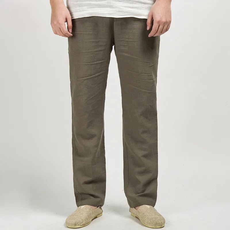 Variant image for Stijlvolle Linnen Broek voor Mannen – Ontspannen Pasvorm in Beige, Lichtgewicht en Ademend voor Lente/Zomer-3