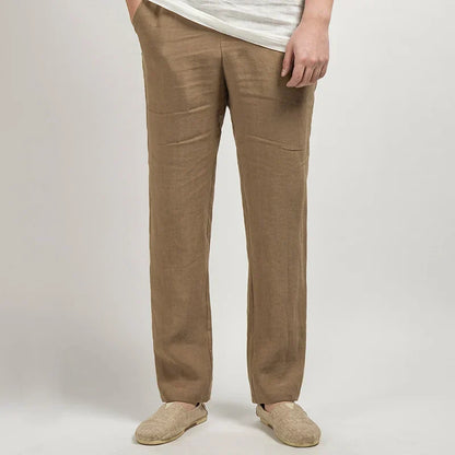Variant image for Stijlvolle Linnen Broek voor Mannen – Ontspannen Pasvorm in Beige, Lichtgewicht en Ademend voor Lente/Zomer-2
