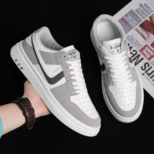 Moderne Lage Herensneakers – Ademend Synthetisch Leer en Stof, Witte Heren Sneakers voor Casual Stijl-1