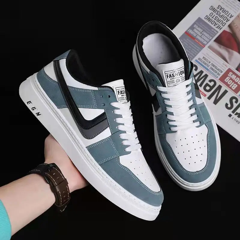 Moderne Lage Herensneakers – Ademend Synthetisch Leer en Stof, Witte Heren Sneakers voor Casual Stijl-3