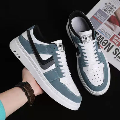 Moderne Lage Herensneakers – Ademend Synthetisch Leer en Stof, Witte Heren Sneakers voor Casual Stijl-3