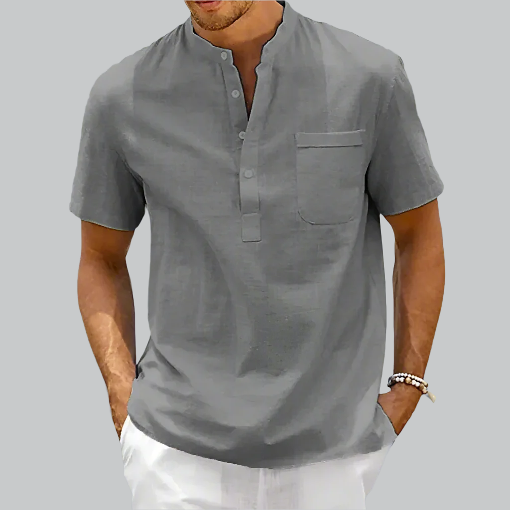 Variant image for Linnen Korte Mouw Heren Shirt met Halve Knop – Ademend en Comfortabel voor Zomeruitjes | Shirts Heren-25