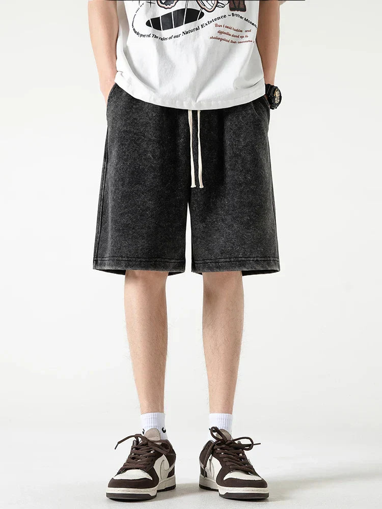 Comfortabele Heren Korte Broek met Elastische Taille en Trekkoord | Ademend Katoenmengsel, Knielengte-5