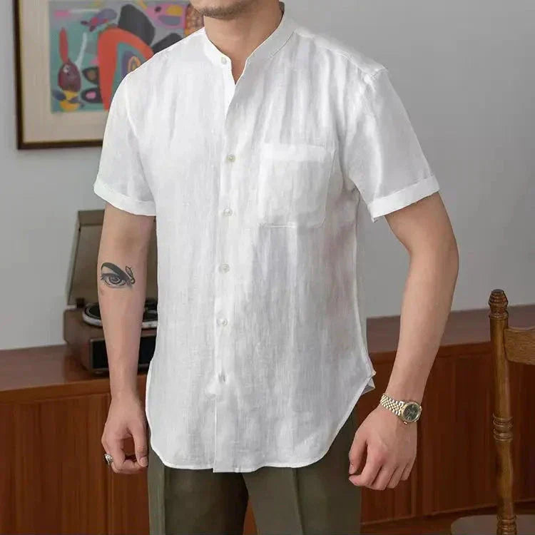 Linnen Heren Shirt met Mandarijnkraag en Lange Mouwen | Ademend Casual Overhemd voor Elke Gelegenheid-6