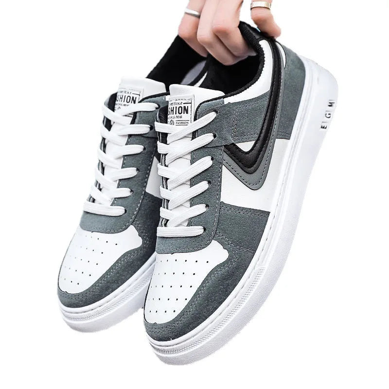 Moderne Lage Herensneakers – Ademend Synthetisch Leer en Stof, Witte Heren Sneakers voor Casual Stijl-5