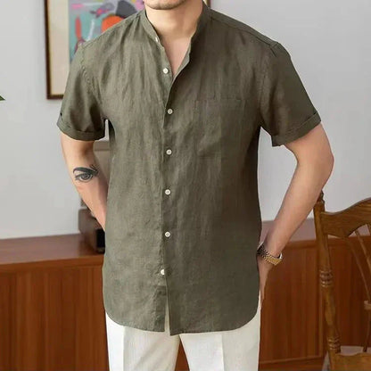 Linnen Heren Shirt met Mandarijnkraag en Lange Mouwen | Ademend Casual Overhemd voor Elke Gelegenheid-5