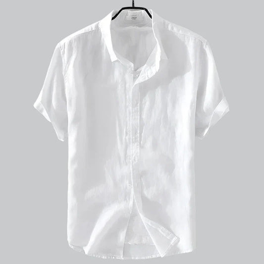 Casual Linnen Shirt Heren met Knoop-Down Kraag | Ademend Comfort voor Zomer en Lente - Ontspannen Pasvorm-1