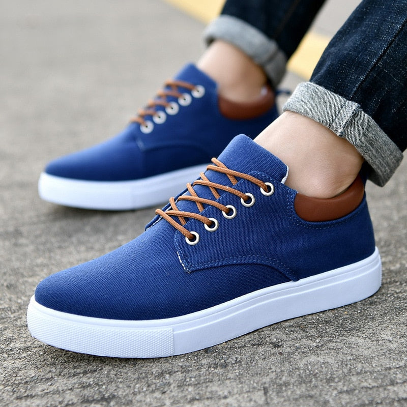 Lichte Heren Sneakers van Canvas met Platte Top en Veter | Casual Witte Sneakers Heren voor Comfortabel Dagelijks Gebruik-5