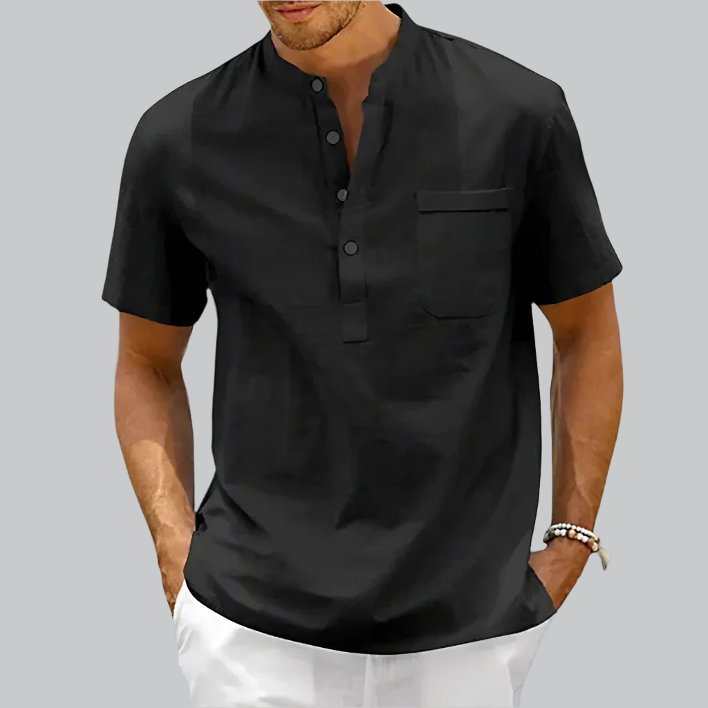 Variant image for Linnen Korte Mouw Heren Shirt met Halve Knop – Ademend en Comfortabel voor Zomeruitjes | Shirts Heren-7