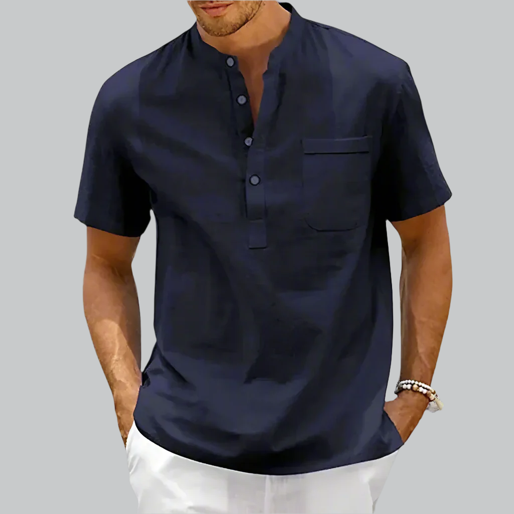 Variant image for Linnen Korte Mouw Heren Shirt met Halve Knop – Ademend en Comfortabel voor Zomeruitjes | Shirts Heren-13