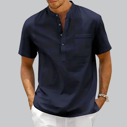 Variant image for Linnen Korte Mouw Heren Shirt met Halve Knop – Ademend en Comfortabel voor Zomeruitjes | Shirts Heren-13