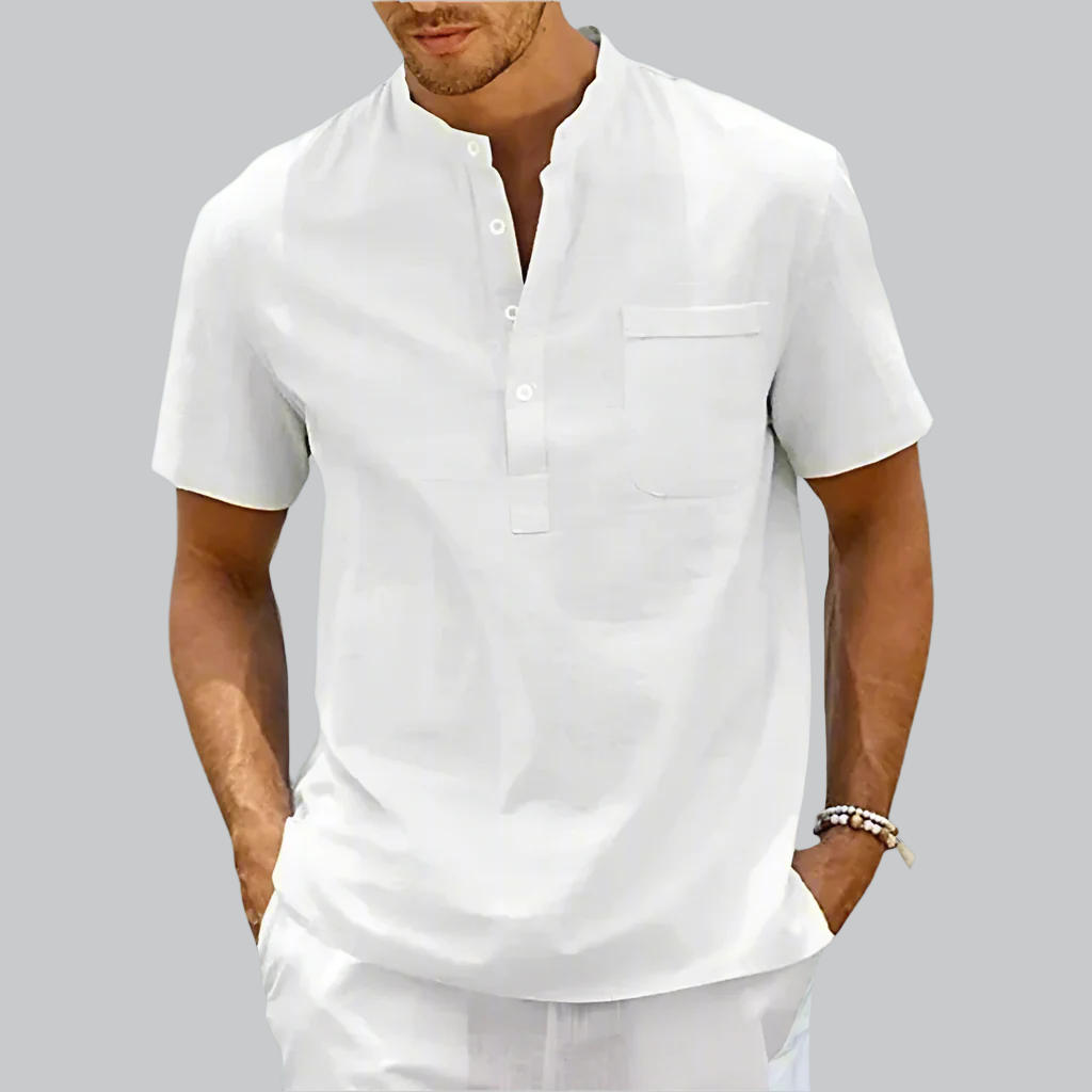 Variant image for Linnen Korte Mouw Heren Shirt met Halve Knop – Ademend en Comfortabel voor Zomeruitjes | Shirts Heren-19