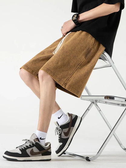 Comfortabele Heren Korte Broek met Elastische Taille en Trekkoord | Ademend Katoenmengsel, Knielengte-4