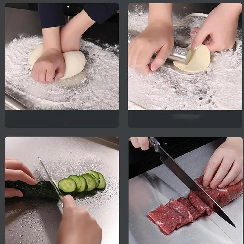 SliceGrip | Roestvrijstalen Antislip Snijplank met Rand 4