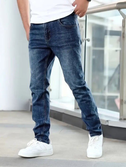 Slim Fit Stretch Jeans Blauw | Herenmode 0